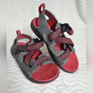 KEEN Rock Iguana Jr Sandal Size 1 Red Gray kids Adjustable